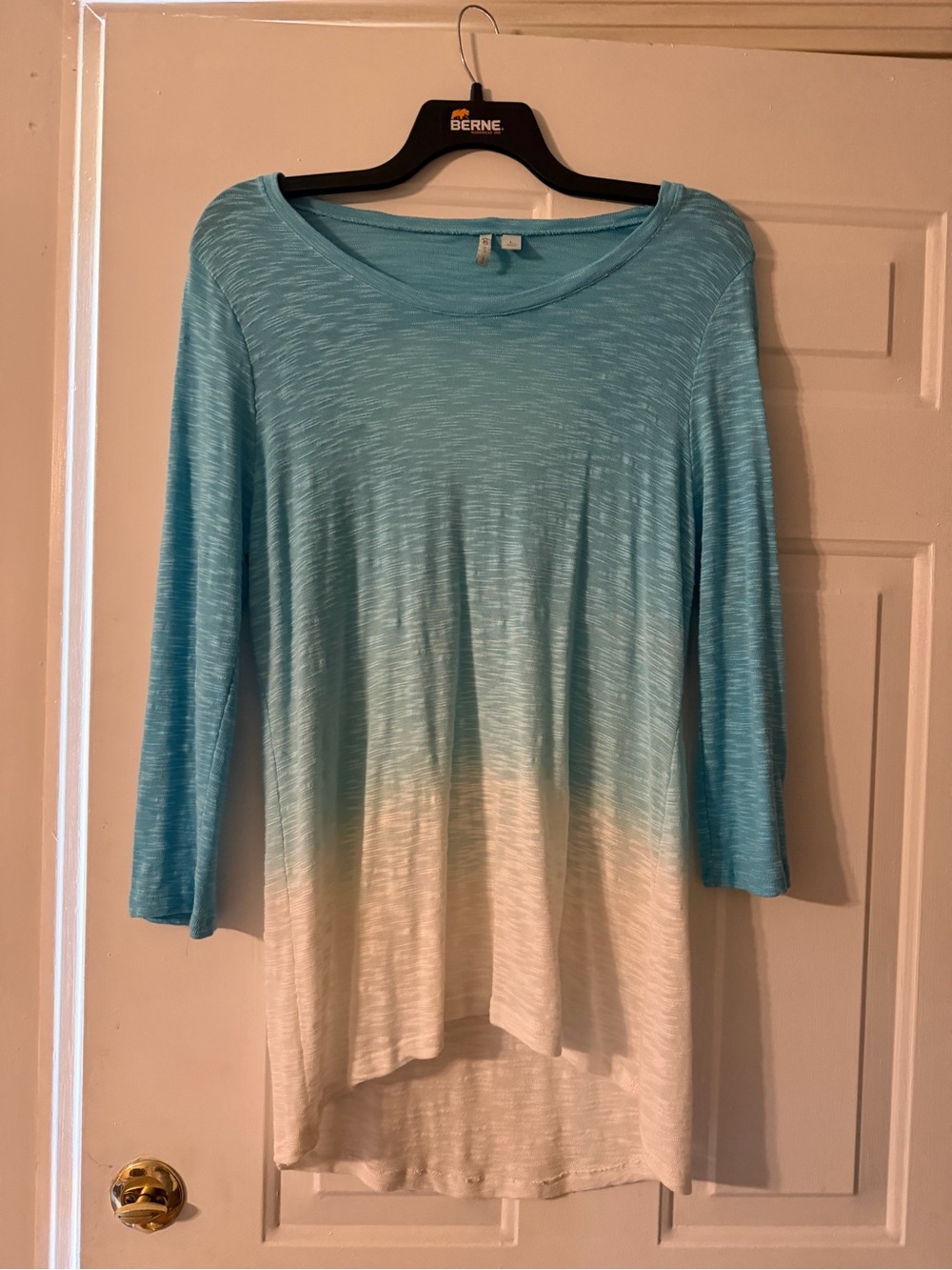 Cato Aqua to White Ombre Long Sleeve Top